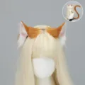 Conjunto de diadema con orejas de gato y cola de felpa sintética para cosplay anime. - Camello Blanco