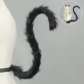 Queue de chat noire en fausse fourrure pour cosplay avec ensemble serre-tête d'oreilles. - Noir (Queue)