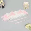 Pink white lace cat ear headband Lolita sweet hair hoop cute anime cosplay headwear KC - Meow Milk Coffee - White & Pink