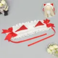 Sweet Lolita white lace red cat ear headband KC headwear with lovely bows and ribbons. - Meow Milk Coffee - White & Red