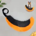 Σετ ουράς και αυτιών αλεπούς cosplay σε μαύρο και πορτοκαλί χρώμα για αποκριάτικο πάρτι. - Oυρά Λύκου Μαύρου Aνεμού / Μαύρο και Πορτοκαλί