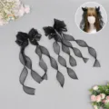 Black Lolita Hair Bows Angel Wings Pigtail Clips Y2K Gothic Dark Side Hairpins Style - Mysterious Letter - Black