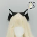 Ensemble serre-tête oreilles de chat en peluche et queue noire et blanche pour cosplay anime. - Noir et Blanc Cochlée