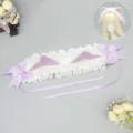 Sweet Lolita cat ear headband purple bow lace KC hair accessory cute Japanese headwear - Meow Milk Coffee - White & Purple