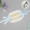 Lolita sweet straw bonnet hat with handmade lace and blue ribbon vintage sun hat for women - Hualing Simple Version / Blue