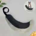 Μαύρο και γκρι σετ ουράς και αυτιών λύκου cosplay, χνουδωτό αξεσουάρ κοστουμιού ζώου. - Oυρά Λύκου Μαύρου Aνεμού / Μαύρο και Γκρι