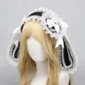 Cerchietto Lolita Nero Bianco Orecchie Coniglio Pizzo Fiocco Copricapo Accessorio Capelli - Coniglietto affascinante - coniglio radioso