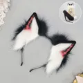 Punk donkere wolf oren haarband, nepbont dierlijke oren voor cosplay en Y2K evenementen. - Wolfsoren Hoofdband / Zwart Rood