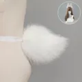 White fluffy rabbit tail and ears cosplay set, perfect for anime conventions and stage shows. - Jade Rabbit Tail - White