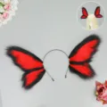 Diadema orejas de bestia elfo Halloween mariposa negro rojo felpa cosplay subcultura accesorio - Estilo Q Pianfei rojo y negro