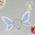 Serre-tête oreilles de bête elfes duveteuses bleu et blanc pour cosplay et convention. - Style Q Pianfei bleu et blanc