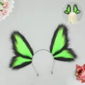 Halloween oreilles de bete elfe serre-tete noir vert peluche duveteux anime cosplay neuf - Style Q Pianfei vert et noir