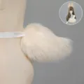 Bunny ears and fluffy tail cosplay set, soft plush material for anime conventions. - Jade Rabbit Tail - Beige