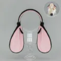 Plush floppy bunny ears headband and tail set, cute Lolita style fluffy rabbit headwear. - Black Pink