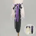 Handcrafted black plush wolf tail and ear set, dark gothic lolita cosplay accessory for parties. - Scarlet Moon Fox Tail - Black & Purple