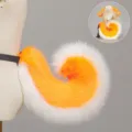 Orange white fluffy cosplay animal tail variant for costume party and daily dressing. - Curly Dog Tail / Orange White