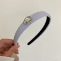 Elegant blue-grey high-crowned sponge headband with teardrop crystal rhinestone detail - Light Grey Waterdrop
