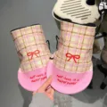 Scooter sun protection handlebar mitts summer waterproof UV resistant riding gloves pink plaid design - One Size / Pink