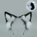 Set de diadema con orejas de gato zorro negro y blanco y cola para cosplay. - Orejas de Zorro (Estilo Pendiente) / Negro y Blanco