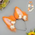 Handmade orange fox beast ears headband tail and paws cosplay set for anime fans - Animal Ear Headband / Orange and White