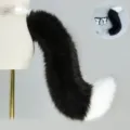 Ensemble cosplay de queue et d'oreilles de renard en peluche noir et blanc pour Halloween. - Queue de Renard (Style Ceinture) / Noir et Blanc