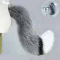 Ensemble cosplay queue et oreilles de renard en fausse fourrure pour Halloween fete. - Queue de Renard (Style Ceinture) / Gris Blanc