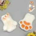 Furry Fox Cat Paw Gloves Set White Orange Cosplay Costume Accessories Variant for Anime Fans - Beast Claw / White Orange