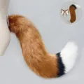 Ensemble serre-tête oreilles de renard en peluche et queue duveteuse pour cosplay Halloween. - Queue de Renard (Style Ceinture) / Chameau Foncé et Blanc