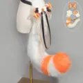 Cosplay fox tail and ears set, white and orange plush anime costume prop variant accessories - Beast Tail / White Orange