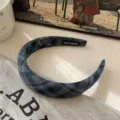 Blauw en grijs geruite gevoerde hoofdband voor vintage haarstylingaccessoires - Blauw