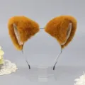 Fluffy camel faux fur fox ears headband, cute anime cosplay hair hoop variant. - Meow Folded Ear-Camel