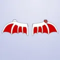 Plüsch pelzige Teufel Fledermausflügel für Halloween Cosplay, weiß und rot gestaltet. - Flammende Drachenflügel - Weiß & Rot