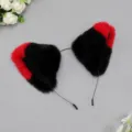Black red plush cat fox ears headband cute anime cosplay hair hoop accessory variant - Meow Folded Ear-Black Red
