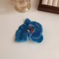 Realistic blue phalaenopsis orchid artificial flower hair clip for elegant bridal hair styling - Blue