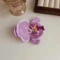 Realistic purple orchid hair clip for elegant side styling, bride accessories - Purple