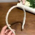 Elegant beige twisted fabric headband with small white pearl accents for women's hair - Beige Braided Twist Artificial Pearl Style / Off White