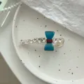 Barrette à cheveux faite main avec strass, nœud bleu et cristaux étincelants SKU - Pince Nœud Bleu Strass