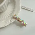 Élégante barrette à cheveux faite main avec cristaux colorés et étoiles en ton crème - Pince Strass Coloré Beige
