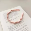 Elegant sweet pink ruffled pleated headband featuring a luxury princess style design - Flat Twist Braid / Pink Spiral Style