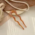 Elegante forcina a U ambrata ondulata per acconciature a chignon e stili tradizionali - Stile a U Ondulato / Motivo Caffè