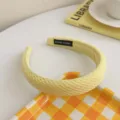 Light yellow honeycomb fabric padded headband with high skull top design for summer - Puff Honeycomb Texture Style / Light Yellow
