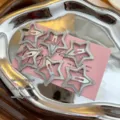 Set di sei fermagli per capelli a forma di stella glitter argento su cartoncino rosa - Stile Stella Brillante / Pezzo Singolo / grigio-argento