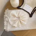 Κομψό κρεμ πλισέ μεγάλο λαστιχάκι μαλλιών για γυναίκες με ιδιαίτερη υφή σιφόν - Εκρού