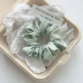 Elegant mint green satin scrunchie high elastic hair band accessory for bun styling - Sage Green Satin Scrunchie