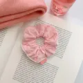 Elegant pink mesh scrunchie with polka dot pattern for Korean style ponytails - Polka Dot Style / Pink