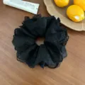 Elegant black four-layer lace scrunchie hair tie for women adjustable style - Black Lace Style