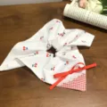 Elegant French style white oversized scrunchie with cherry print and red bow accent - White Cherry Print Style