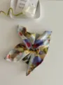 Elegant French style floral print scrunchie with a square scarf design and pastel colors - Oil Painting Print Scarf Scrunchie / Multicolor