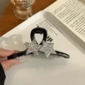 Funkelnde silberne Stern-Haarklammer in klassischem Schwarz für elegantes Damen-Styling. - Glitzerstern Stil / L / Silberstern Schwarze Basis