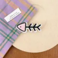 Charming pink and black fishbone hair clip for girls in a sweet dopamine fashion style - Pink Fish Bone